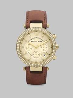 Michael Kors   Swarovski Crystal Accented Leather Chronograph Watch