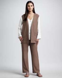 Long Silk Vest, Silk Blouse & Relaxed Silk Pants