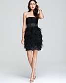    Sue Wong Strapless Feather Dress  
