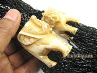   Beads strand Elephant hand carved tribal gypsy NECKLACE India  