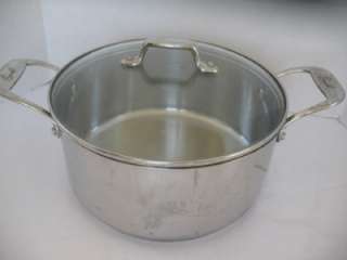   Qt. Stainless Steel Stock Pot Pan w/ Copper Ring & Glass Lid Cookware