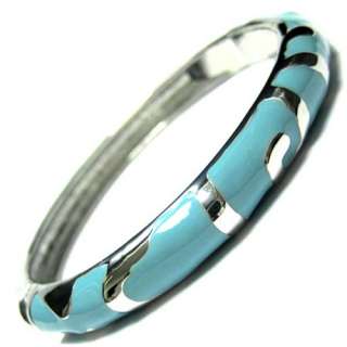 Enamel Bangle Bracelet   Silver Blue  