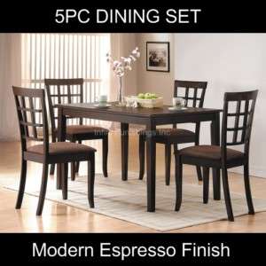 Modern Espresso Dining Set Table and Chair Kitchen 6851  