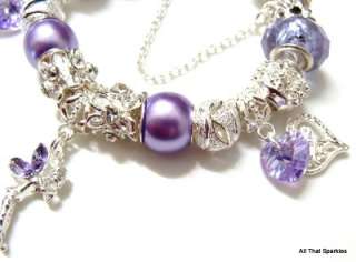   Tinkerbell Fairy Swarovski Crystal Charm Bead European Bracelet  