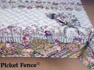 EASTER Picket Fence Bunny Rabbit ~60x102 ob.Tablecloth~ NIP  