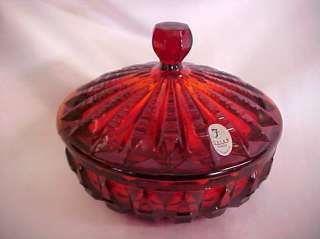 Fenton Art Glass Ruby Glass Rib Candy Box New 08  