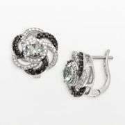   , Lab Created Black Sapphire and Diamond Accent Swirl Stud Earrings