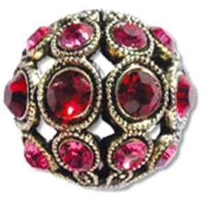   13mm Filigree Bead Ruby/Rose in Antique Silver Arts, Crafts & Sewing