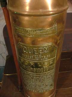 Vintage Antique Copper Base Fire Extinguisher Table Lamp  