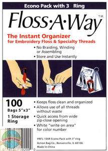Embroidery Floss Organizers ~ Floss A Way 100 Sealable Bags w/Ring 