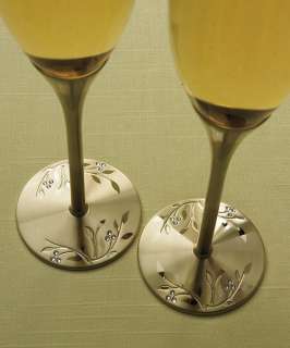  Personalized / Engraved VENICE GOLD Swarovski Crystals Toasting Flutes
