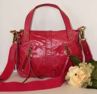 NWT Fossil Monika Pink Vintage Leather Satchel Crossbody Handbag 