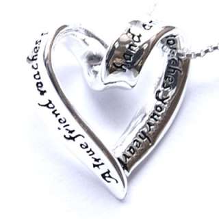 Gift Best Friend Sliding Ribbon Heart Charm Silver 925 Friendship 