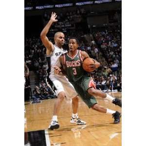 Milwaukee Bucks v San Antonio Spurs Brandon Jennings and Tony Parker 
