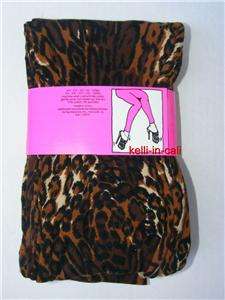   Leopard LEGGINGS S M Black Brown Tan Animal FOOTLESS TIGHTS NEW  