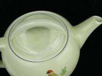 Vintage Hall Pottery China Bird of Paradise Globe Teapot Drip o lator 