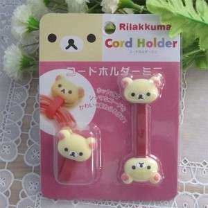 2pc Cute White Bear Wire Cord Holder Cable Organizer 4 Iphone  