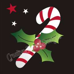 STENCIL Candy Cane Christmas Primitive Holly Berry sign  