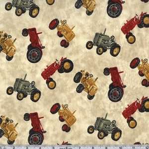  45 Wide Farm Tractor Cream Fabric By The Yard Arts 