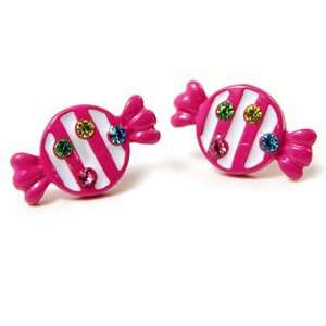  Hot Pink Crystal Candy Post Earrings Fashion Jewelry 