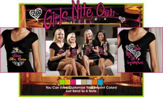 GIRLS NITE OUT PARTY TEE SHIRT TOP Personalize w Name  