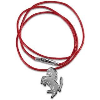  Ferrari silver Prancing Horse pendant   red string red 