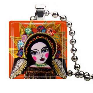   of Guadalupe Mexican Folk Art Angel Pendant Necklace Dog Tag Jewelry