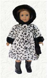 Doll Clothes Dalmation Print Coat w/Hood & Purse Fits American Girl 