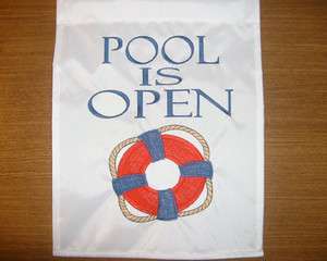 Personalized Embroidered Swimming Pool Open Flag  