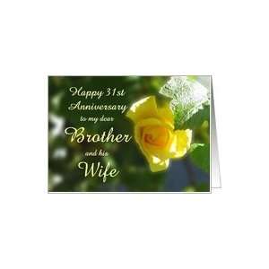 com Happy 31st Anniversary Brother and his Wife   Yellow Rose Flowers 