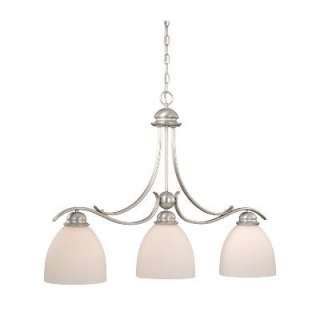 NEW 3 Light Island Pendant Lighting Fixture, Brushed Nickel, Frosted 