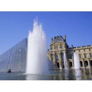  The Louvre Fountains and Pyramid, Paris, France, Europe 