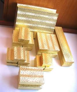 Assorted Sizes 23 Cotton Filled JEWELRY GIFT BOXES GOLD  