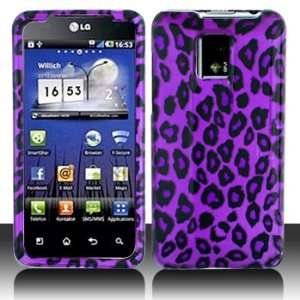 LG G2x Optimus 2x Purple Black Leopard Case Cover Protector (free Anti 
