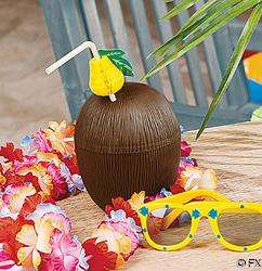   COCONUT CUP LOT/Plastic Glass/Hawaiian Party/Beach/Pool/BBQ  