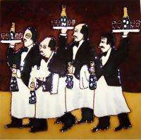 Ceramic Art Tile Kitchen Wall Home Decor Inlay The Waiter Brigade Wine 