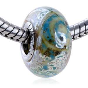   Murano Glass Bead Turquoise And Crust Fit Pandora Bead Charm Bracelet