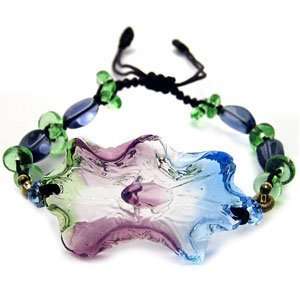    Liuli Frog on Lilypad Glass Pendant Bracelet 