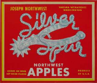 Silver Spur Vintage Apple Crate Label Yakima, WA  