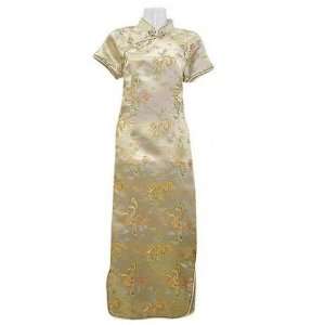  Chinese Long Dress Gold Dragons and Fire Birds M 