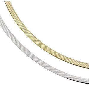   Yellow/White Gold 7 INCHES Two Tone Reversible Omega Chain Jewelry