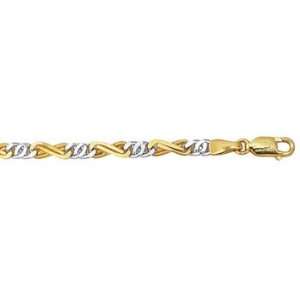  14K Two Tone Gold Twisted Circular Link Chain Necklace 