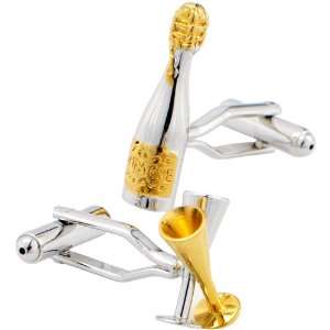 Gold and Silver wine bottle and cork cufflinks Twotone Cuff links