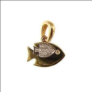  14k Yellow Gold, Double Fish Pendant Charm Lab Created 