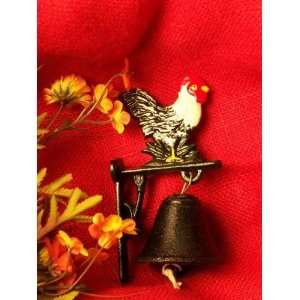  Cast Iron Rooster Bell Black & White