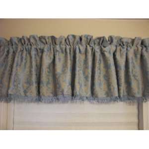  Valance Blue and Tan/Cream W/Fringe 86x16 Oxford Place 