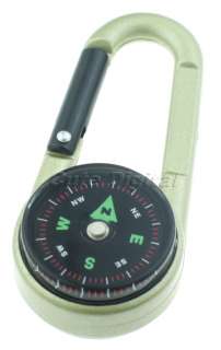 Travel Survival Compass Thermometer Keychain Carabiner  