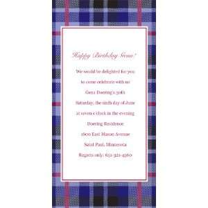  Grape Plaid Invitation   100 Cards 