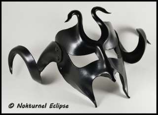   Leather Mask w/ Ram Horns Faun Masquerade Halloween Costume  