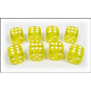  8 pack Guitar Potentiometer Knobs Clear Yellow Dice 
